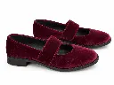Zapatos Mary Jane de terciopelo burdeos.webp