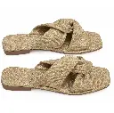 Sandalias beige de tejido con nudo.webp
