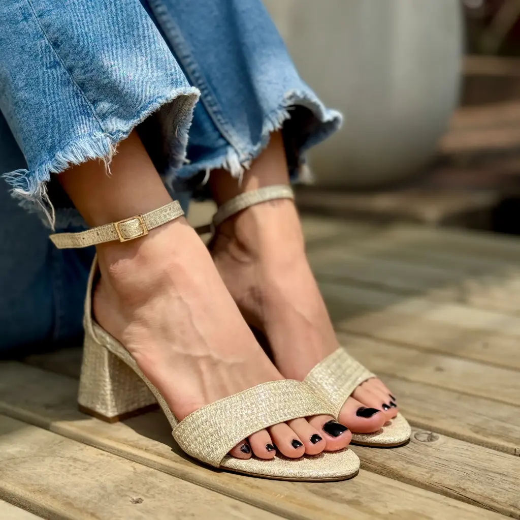 Sandalia Pulsera Tacón Alto