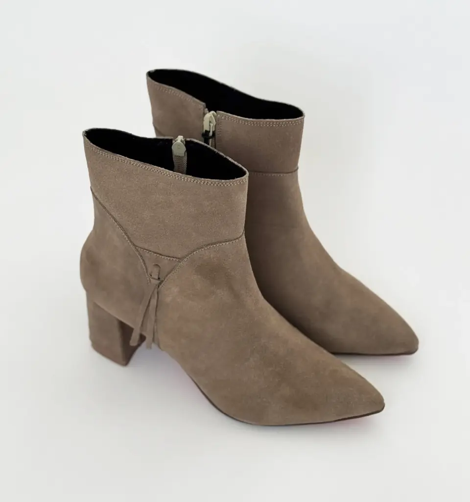 Bota Cuero Combinada Fleco